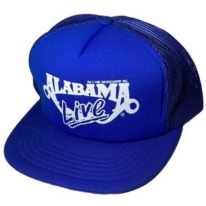 Vintage Alabama LIVE SnapBack Trucker Hat 1981 Southern Rock Music Blue Mesh Cap